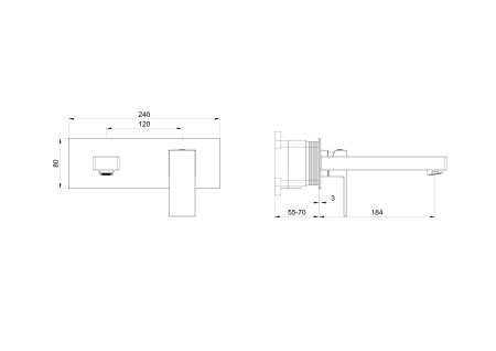 Смеситель для раковины встраиваемый WONZON & WOGHAND, Темный графит (WW-88869016-BGM), артикул WW-88869016-BGM