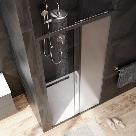 W90G-100-1-195BM Gem Solo Дверь душевая 100х195, стекло матовое, профиль черный матовый, артикул W90G-100-1-195BM