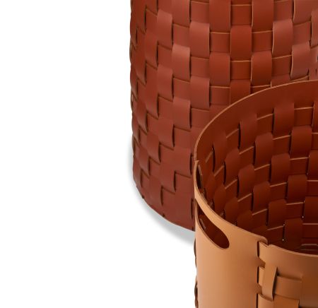 ADJ Круглая корзина Bottega, D40xH40 см., цвет: коньяк/бордо, артикул 1050.09/30