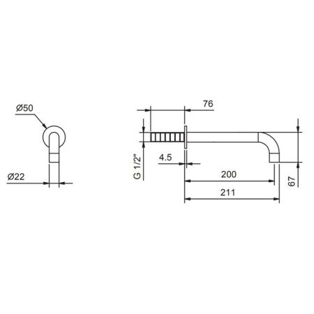Fantini Fontane Bianche Излив смесителя для раковины, настенный, цвет: Matt Gun Metal PVD, артикул 47 P5 8443