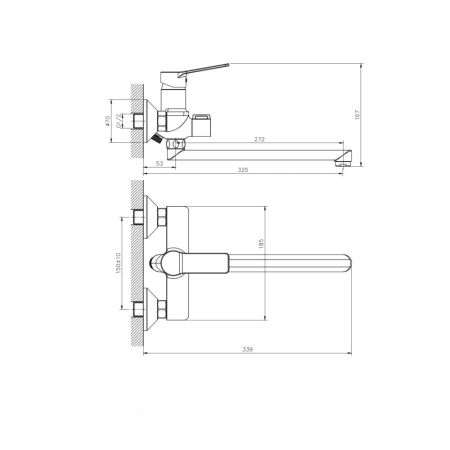 Смеситель для ванны с длинным поворотным изливом RUSH Haiti (HA1935-51), артикул HA1935-51