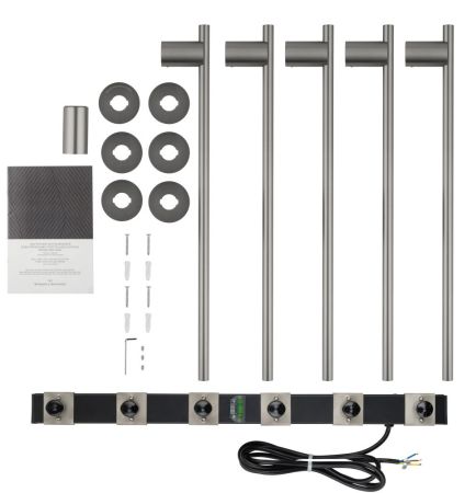 Полотенцесушитель электрический встраиваемый WONZON & WOGHAND DORTMUND, Брашированный никель (WW-A365-BR), артикул WW-A365-BR