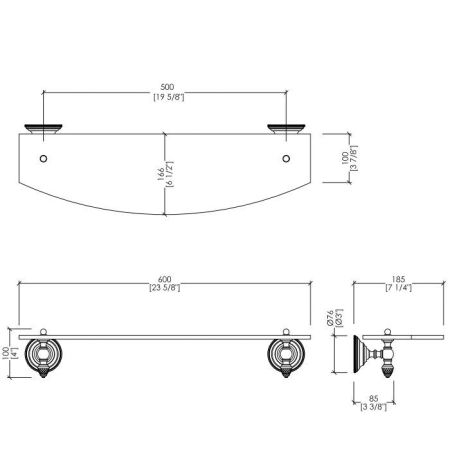 Devon Black Diamond Полочка стеклянная 60 см (стекло прозрачное), цвет: бронза, артикул BLKD510BR