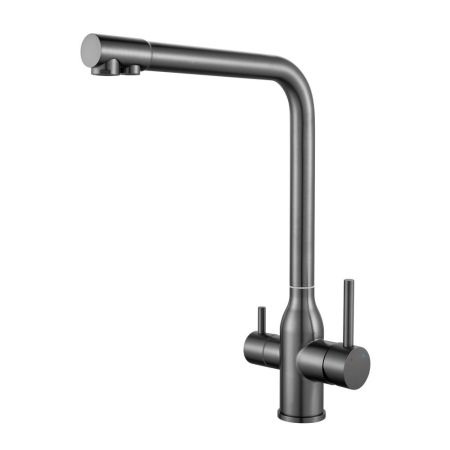 Смеситель для кухни с подключением фильтра Shevanik S248T, оружейная сталь