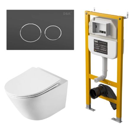 Комплект DQ унитаз DT1476516, инсталляция DI8050127, клавиша смыва DB1529006 (DS1471606), артикул DS1471606