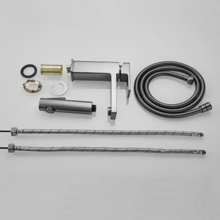 Смеситель для раковины с гигиеническим душем Shevanik S8271T, оружейная сталь