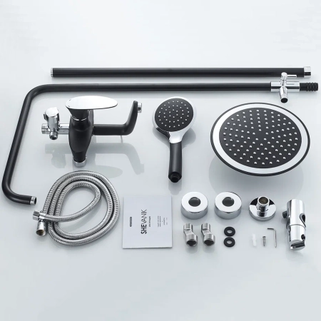 Душевая система Shevanik S9836H, черный/хром