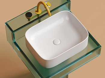 Умывальник чаша накладная прямоугольная (цвет Белый Матовый) Элемент (Element) 505x380x150мм