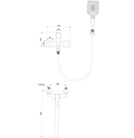 Смеситель для ванны WONZON & WOGHAND FLEX, Хром (WW-639906-CR), артикул WW-639906-CR