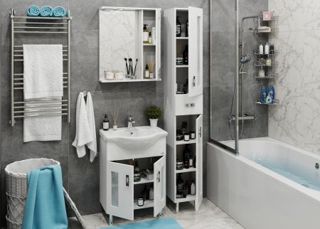 Тумба Onika Кристалл 60 напольная, белая (ум. Байкал 60), артикул 106123