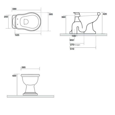 KERASAN Retro Унитаз напольный слив в пол, цвет белый, артикул 101001