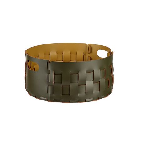 ADJ Круглая корзина для белья, D40xH20 см., цвет: оливковый/горчичный, артикул 1020.55/40