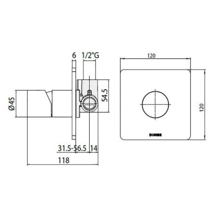 Bossini Встр. часть смесителя с девиатором 1 направления 1/2”, цвет: латунь, артикул Z00007