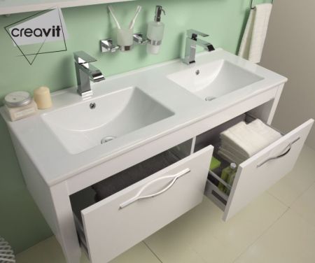 Раковина Creavit Su 121 SU121-00CB00E-0000 двойная Белая, артикул SU121-00CB00E-0000