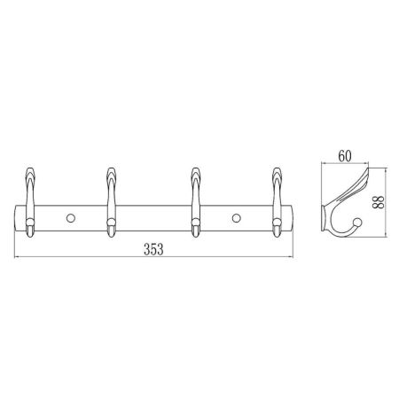 Планка с крючками Savol S-00114C, бронза, артикул S-00114C