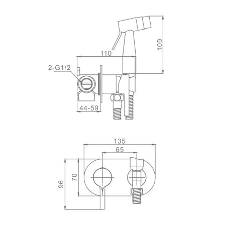 Гигиенический душ со смесителем  Raglo R20.52.09, графит