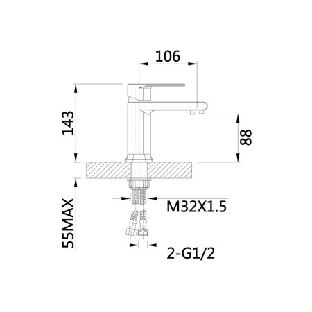 Смеситель для раковины D-Lin 363-C D110363-C, белый