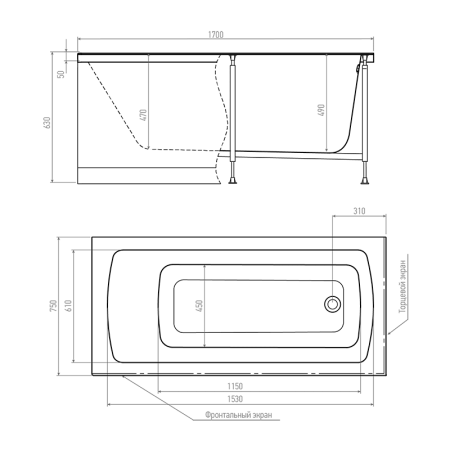Акриловая ванна TIMO  RITTA 1200*700*630 (RITTA1270), артикул RITTA1270