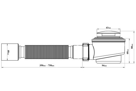 Сифон кнопка 2 с гофрой