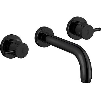 Emmevi Piper, встраиваемый в стену двухрычажный смеситель для раковины, без донного клапана, цвет черный матовый