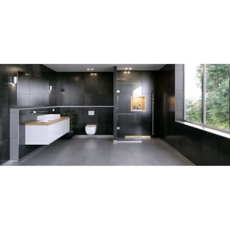 Желоб BERGES водосток WALL 600 пристенный, золото глянец, S-сифон D50 H60 боковой, артикул 092156