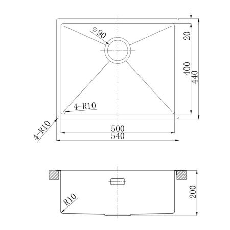Кухонная мойка Lemark OLANGA 540 прямоугольная из нержавеющей стали цвет: светлое золото (9938126), артикул 9938126