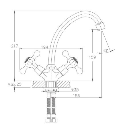 Смеситель для кухни Haiba HB4908, хром