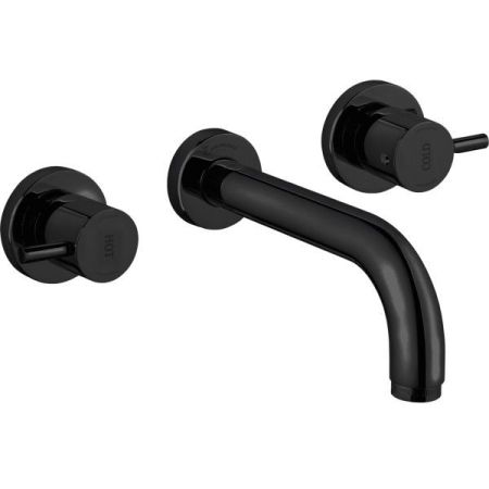 Emmevi Piper, встраиваемый в стену двухрычажный смеситель для раковины, без донного клапана, цвет черный матовый, артикул 45155/NEO