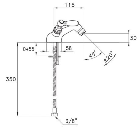 Stella Italica Leve Смеситель для биде на 1 отверстие 3602, цвет: хром, артикул IL 00203 CR00