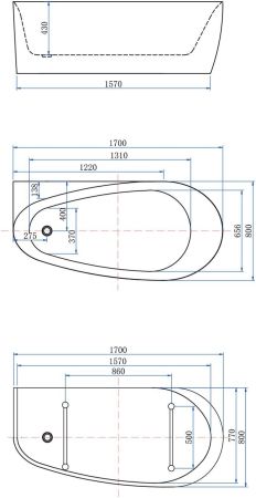 Акриловая ванна Allen Brau Priority 2 170x80 2.31002.20/CGM, артикул 2.31002.20/CGM