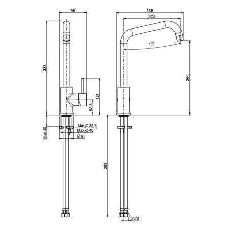Fima Carlo Frattini Kitchen Смеситель для кухни, на 1 отв., цвет: чёрный матовый, артикул F3067/1RNS.ES