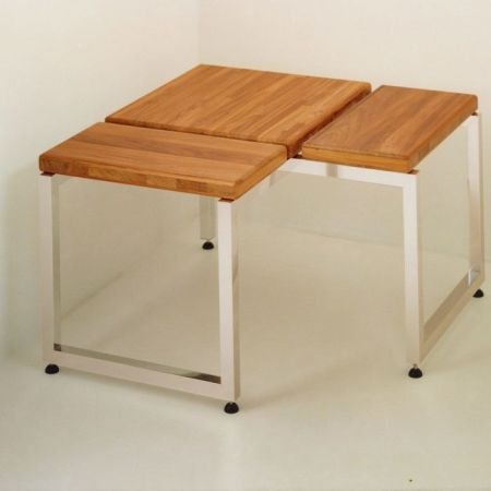 Eﬀegibi Linea Alu Угловая скамейка 76x76x Н:45см, отделка: тик, артикул HA 65 10 0008