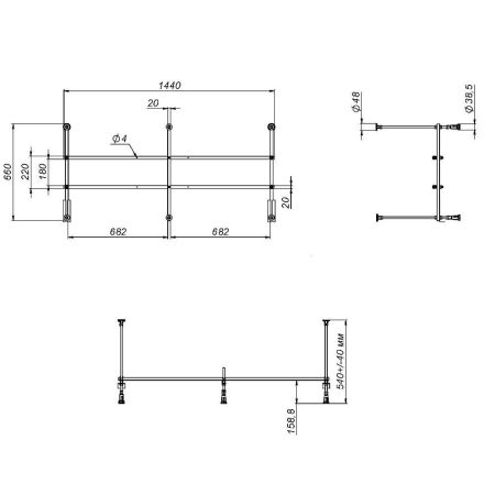 W01A-150-070W-R Разборный каркас для ванны 150х70 см, артикул W01A-150-070W-R