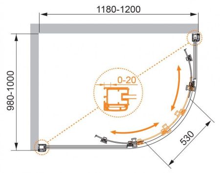 Душевой уголок CEZARES ANIMA RH-2, артикул ANIMA-W-RH-2-120/100-C-Cr-R