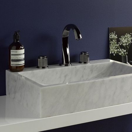 THG JAIPUR METAL Смеситель для раковины на 3 отверстия, с донным клапаном, цвет хром, артикул A9F-A02-151