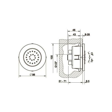 Gessi Внутренняя часть боковой встраиваемой форсунки, артикул 32985#031