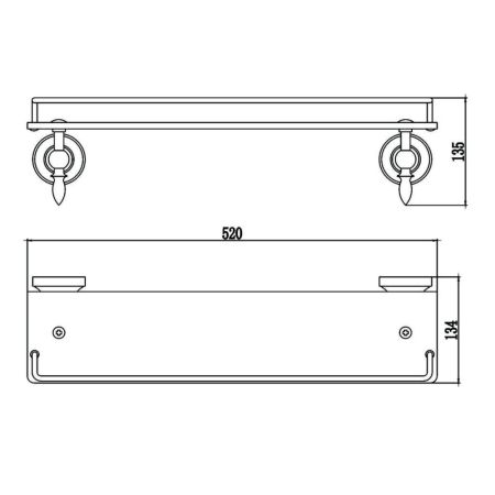 Полка стеклянная Savol S-06891B, золото, артикул S-06891B