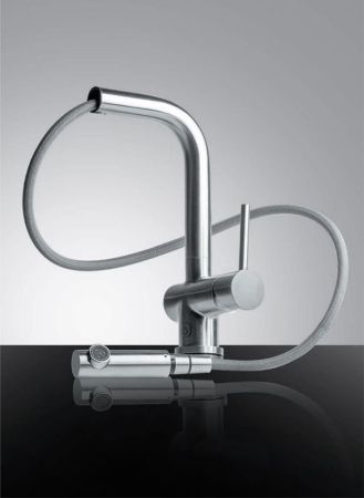 Смеситель для кухни, OMOIKIRI, Koriyama-S, тип открывания воды-однорычажный, тип регулирования воды-керамический картридж, монтаж-на раковину/столешницу, отверстия для монтажа-1, высота, мм-290, вынос излива, мм-220, тип излива-выдвижной, поворотный, вытя