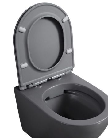 Унитаз ABBER BEQUEM AC1101MG подвесной серый матовый, безободковый, артикул AC1101MG