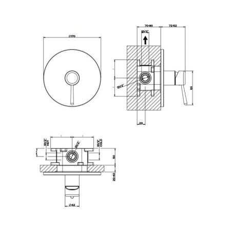 Gessi Goccia Встраиваемый однорычажный смеситель(внешние части), цвет: черный, артикул 44676#299