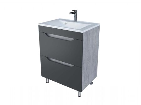 Тумба "Абигель 65", 2 ящика, серый / цемент, Milen 65 / км, артикул SP-00001131