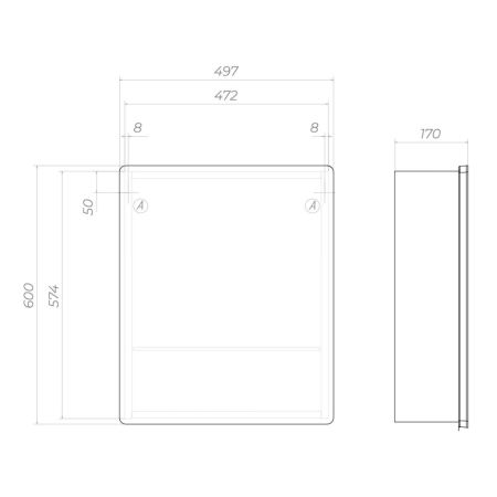 Зеркальный шкаф VIGO Geometry Classic 500 с зеркалом (453), артикул 453