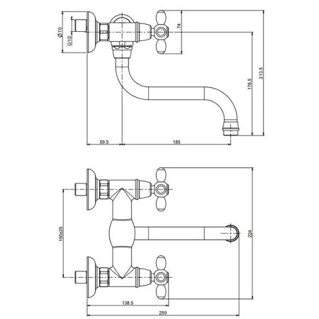Fima Carlo Frattini Kitchen Смеситель для кухни, настенный, цвет: золото, артикул F5006OR