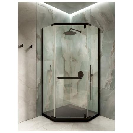 Душевой уголок Knotlor FCD090CG0BL 5-тиугольный 90х90х200, черный