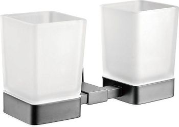 Стакан для ванной комнаты двойной BELZ B90408, вороненая сталь