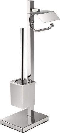 Sanibano, стойка: ерш металлический квадратный + бумагодержатель с крышкой, цвет хром, артикул H4015/LCR