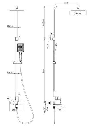 Душевая система WONZON & WOGHAND FLEX, Брашированный никель (WW-88047072-BN), артикул WW-88047072-BN