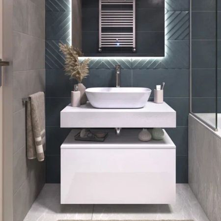 Тумба подвесная без столешницы Velvex Unit tp.UNI.80.2Y белый матовый, 80 см, артикул tp.UNI.80.2Y белый матовый