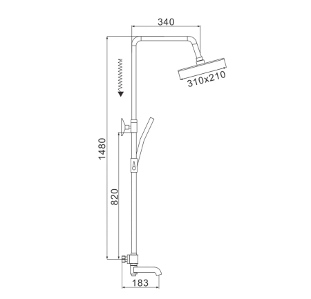 Душевая система с термостатом Rose R3536H, черный