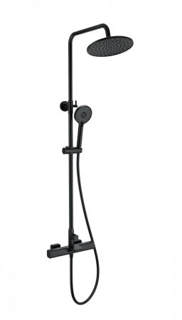 Душевая система с термостатом WONZON & WOGHAND Plate, Черный матовый (WW-C3017-A-MB), артикул WW-C3017-A-MB